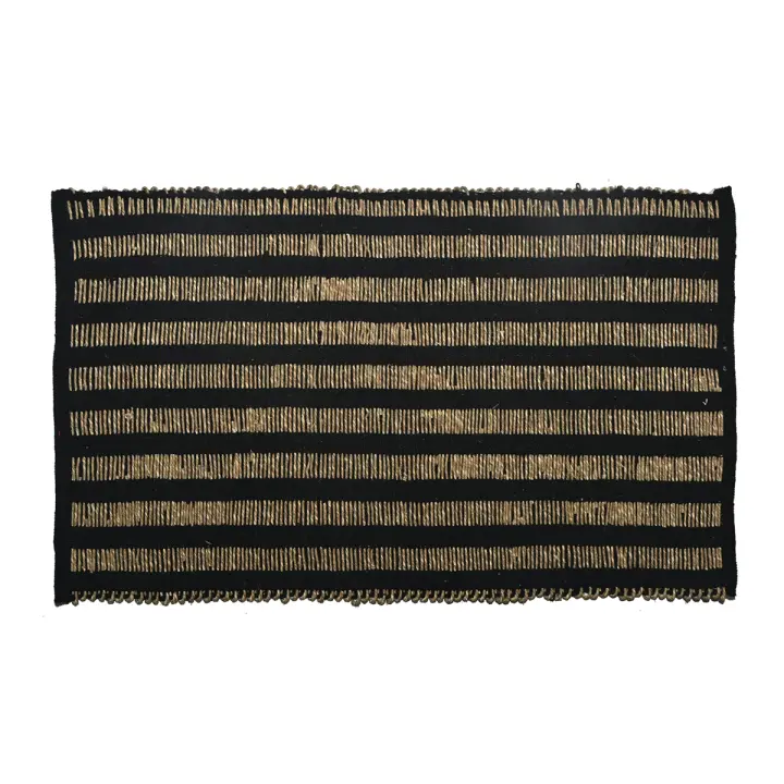 CAPRILO REGALOS & DECORACIÓN Alfombra Rectangular Decorativa de Yute "Rayas Negras-Bohemio". Decoración del Hogar. Regalos Originales. Dormitorios y Salón. Textil. 80 x 50 x 1 cm - 1
