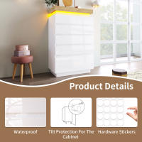 Cajonera, Aparador de Alto Brillo con 6 Cajones, Iluminación LED (Control App), Armario Multifunction para Sala de estar y Dormitorio, 115x73x39 cm - details 1
