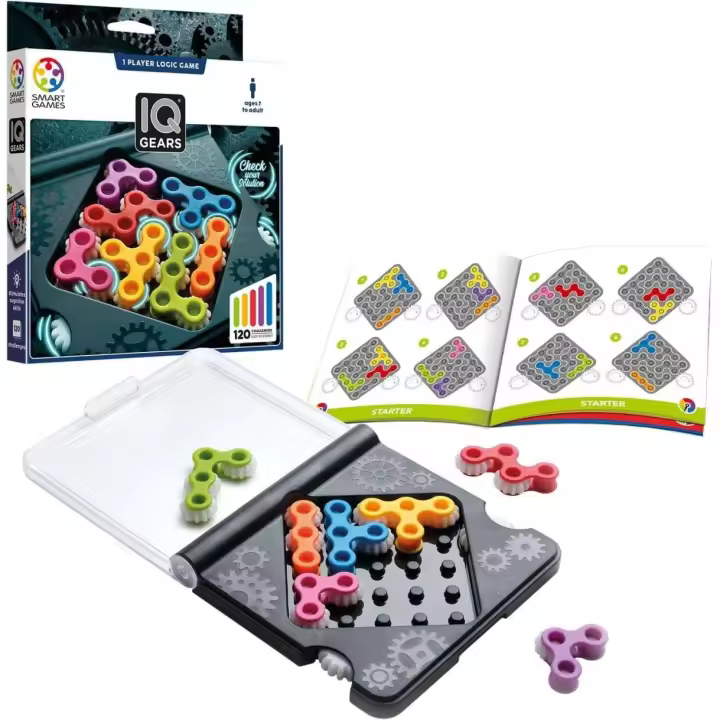 SMART GAMES - IQ Gears: Juego de Lógica con 120 Desafíos para una Persona, Ideal para Desarrollar la Observación y Habilidades Cognitivas a Partir de 8 Años - 1