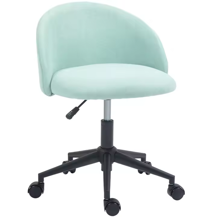 HOMCOM Silla de oficina HOMCOM con aspecto de terciopelo, silla de escritorio con asiento ajustable y giratorio de 360°, respaldo curvo para escritorio de oficina, color verde - 1