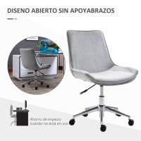 HOMCOM Silla de Oficina Giratoria Silla de Escritorio Ergonómica con Altura Ajustable Respaldo Tapizado en Terciopelo Suave y Ruedas Carga 120 kg 52,5x60x82-91 cm Gris - details 4