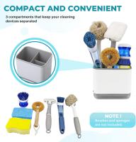 Organizador para encimera de fregadero, soporte para Esponja para platos, soporte para Esponja y Cuchillo para fregadero de Cocina, organizador de fregador de Platos de plástico con bandeja de Drenaje, Blanco - details 1