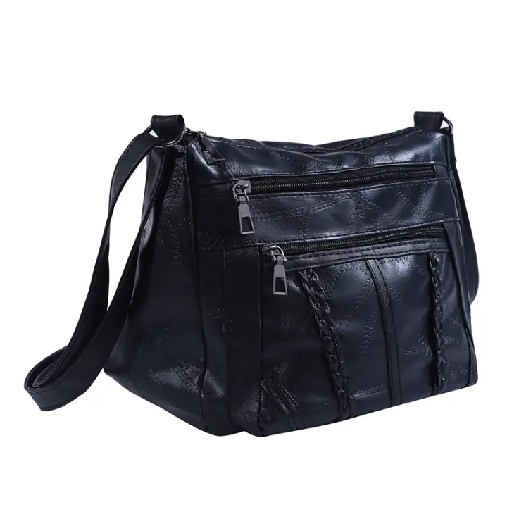 Bolso De Hombro Para Mujer De Gran Capacidad Moda Color Sólido Bolso Cruzado Negro Viaje Bolso De Mano Estilo Casual Tote - 1