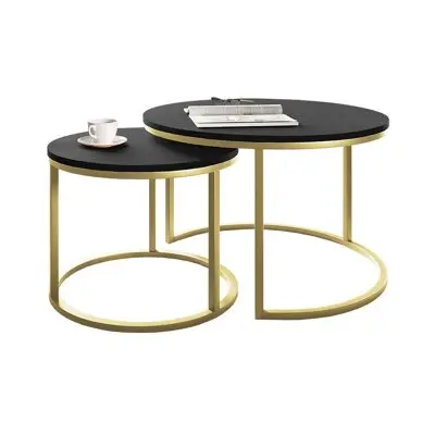 Conjunto mesa de centro Oswego 104 , Muebles ES, Aglomerado laminado, Negro, 41cm - 1