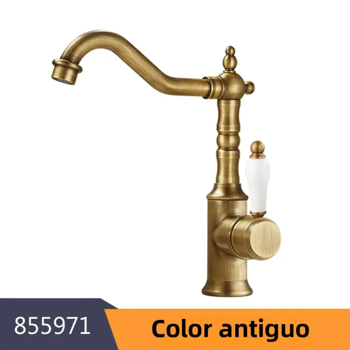 Grifo De Baño De Cobre Antiguo Con Mangue De Craneo Mezclador De Agua Caliente Y Fría Torneira Contemporánea 855971 Montaje En Superficie - 1