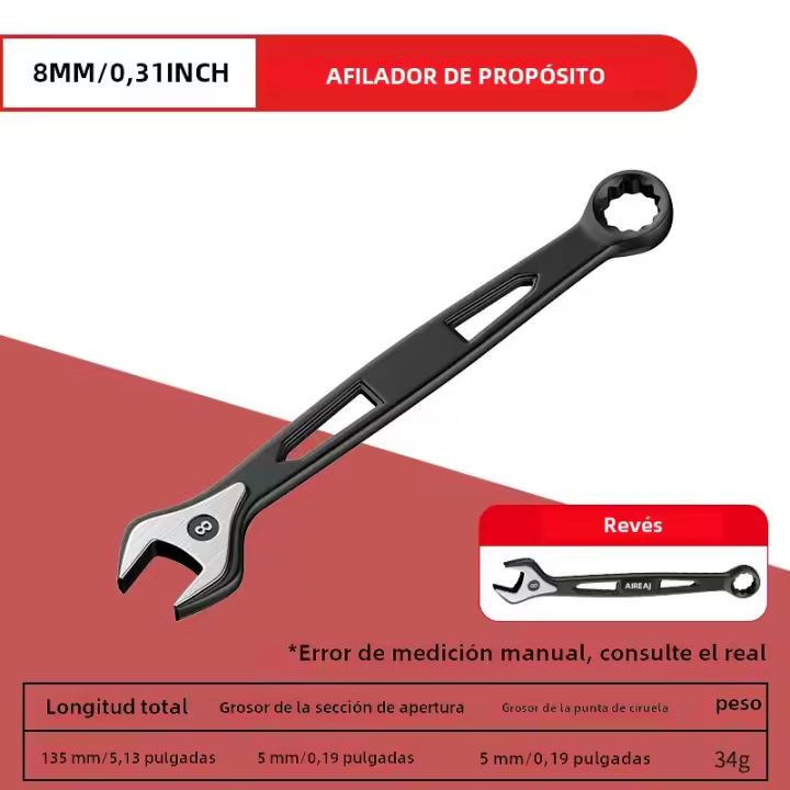 Llave Doble Final Ratchete Industrial Calidad Herramienta De Reparación Universal Para Automóviles Material De Acero Al Carbono - 1