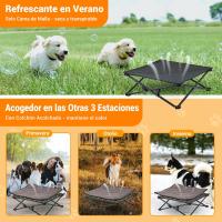 Cama elevada para perros, cama elevada de refrigeración para perros, no requiere montaje, cama plegable para campamento para perros con malla transpirable y alfombrilla de gamuza y pies - details 0