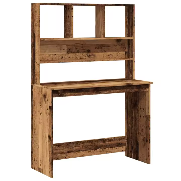 Escritorio estantes madera ingeniería envejecida 102x45x148 cm - 1