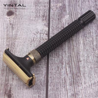 Afeitadora De Seguridad Doble Hoja Ajustable YINTAL Con Manija Larga Color Bronce Para Hombres Uso Facial Y Corporal - details 1