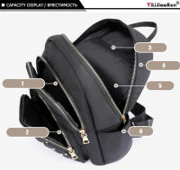 Mochila De Viaje Grande Para Mujeres En Nylon De Alta Calidad Bolsa Escolar Para Adolescentes Con Múltiples Bolsillos Y Cierre De Cremallera Estilo Fashion - details 8