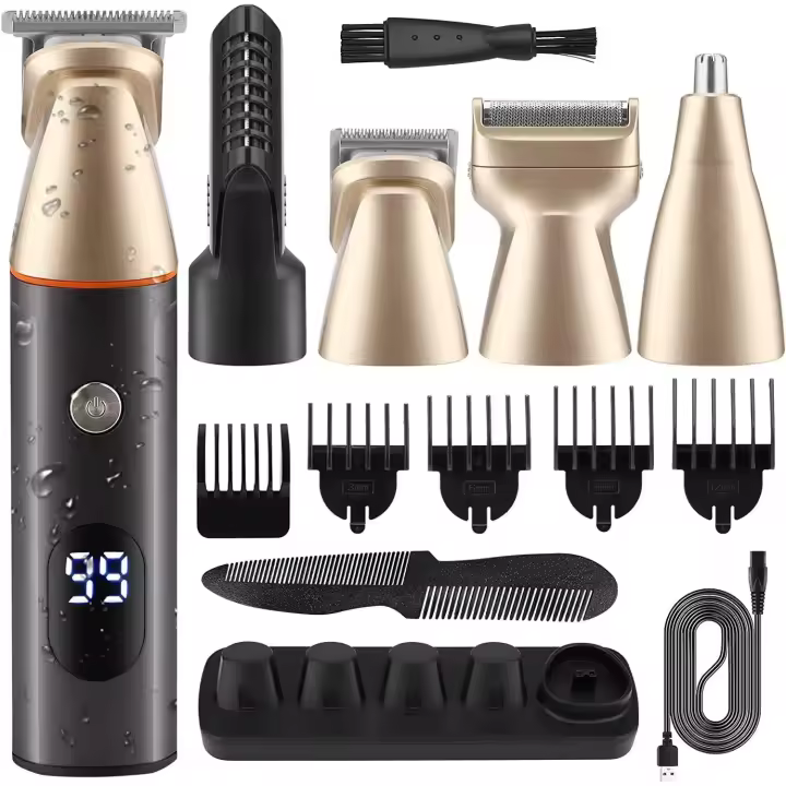 Cortadora de pelo eléctrica 5 en 1 LK-881 para hombres con cabello graso, kit de afeitado con carga USB - 1