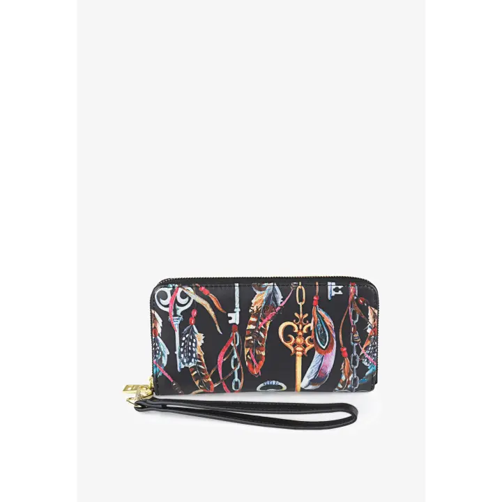 CARTERA MUJER SKPAT NEGRO CON LLAVES TARJETAS Y MONEDAS - 1