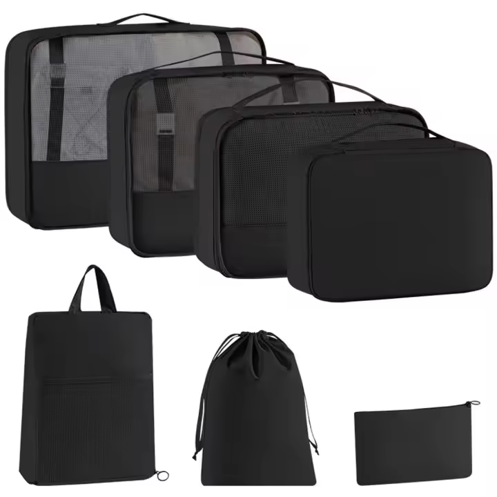 Organizador de Viaje Portátil Juego de 7 Artículos de Tocador Cosméticos Bolsas de Almacenamiento Ropa Zapatos Equipaje - 1