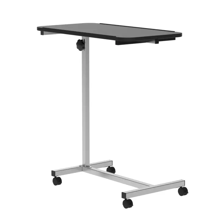 HOMCOM Mesa Auxiliar con Ruedas Mesa para Sofá con Altura Ajustable y Marco de Metal Carga 20 kg para Dormitorio Salón Oficina 77x40x76-100 cm Negro y Plata - 1