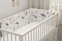 LALA - Protector de Cama anticolisión para Bebe, juego de Cama para Bebe, Valla de Algodón Puro, color Cafi, 30x30x6, extraible y lavable. - details 1