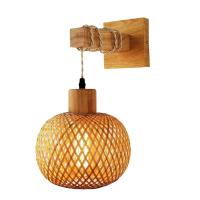Lámpara De Pared De Bambú Natural Tejido a Mano E27 Lámpara De Techo De Cesta De Rattan Decoración De Habitación Luz De Fijación En La Pared - details 11
