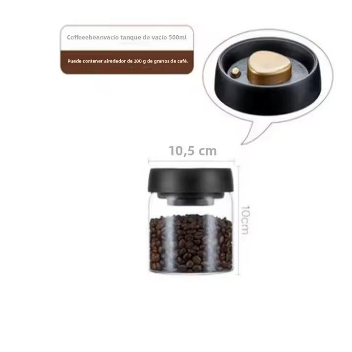 Juego De Botellas De Almacenamiento Ecológicas Para Café En Grano Vidrio Transparente Aire Extractor Sellado Impermeable Para El Hogar Capacidad >501ml - 1