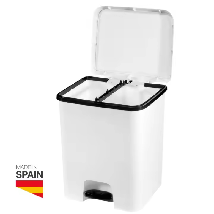Cubo de Basura con Pedal y Separador 52 Litros GSC Evolution - Blanco y Negro - 1