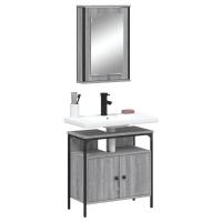 vidaXL Set de muebles baño 2 pzas madera contrachapada en color Roble ahumado/Negro/Gris sonoma y más | almacenamiento funcional diseño moderno para baño dormitorio sala - details 2