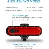 Luz trasera de Bicicleta al Aire Libre COB Luz de advencencia de seurad Accesorios para Montado Luz trasera de Bicicleta Potente LED USB recargable impermeable 2 piezas - details 1