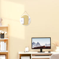 HOMCOM Espejo Decorativo de Pared 30x30 cm Espejo Redondo de Metal con Cuerda para Salón Dormitorio Entrada Estilo Moderno Blanco - details 2