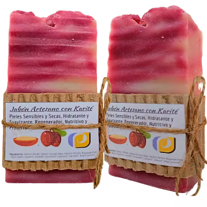 2 Jabones Artesanales Naturales con Manteca de Karité. Pieles Delicadas, Regenerador, Hidratante, Nutritivo, Estrías. Hecho a mano en España. Pumarshop Cinnia Natura. - 1