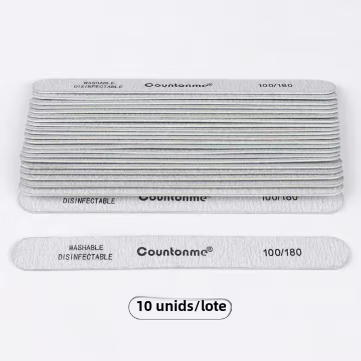 10Pcs Archos De Uñas Lavables De Madera Con 180/240 Grit Para Manicura Y Acrílico Para Salón De Belleza Uso Profesional - 1