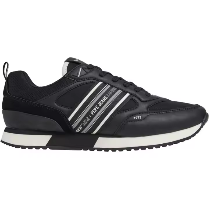 Pepe Jeans Dublin Young Zapatilla Sneaker Hombre Referencia: PMS40014 Negro Pepe Jeans Zapatillas urbanas Pepe Jeans Dublin City  en color negro con detalles en blanco roto, con aspecto de malla combinado en PU. Collarin acolc - 1