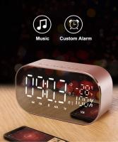Radio despertador digital, altavoz Bluetooth inalámbrico, Carga USB, reproducción de tarjeta TF y AUX para escritorio (Rose Gold) - details 5
