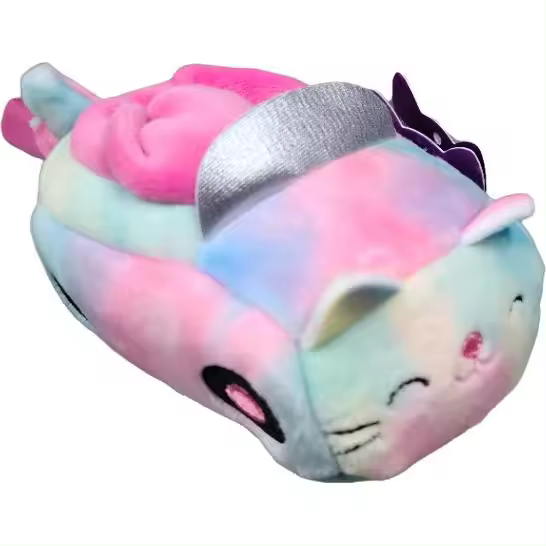 JAZWUARES  - Peluche Mini Vehículo Modelo Gatito - Diseño multicolor - Peluche muy suave - Aprieta a tus mejores amigos de peluche Mini Squishmallow en sus llamativos vehículos -  Mayores de 3 años - 1