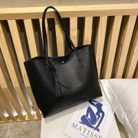 Bolsos De Mujer Bolso De Mujer Grande De Piel sintética para Universitarias Borla Bolso De Playa Impermeable Juego De 2 Piezas Negro - details 2