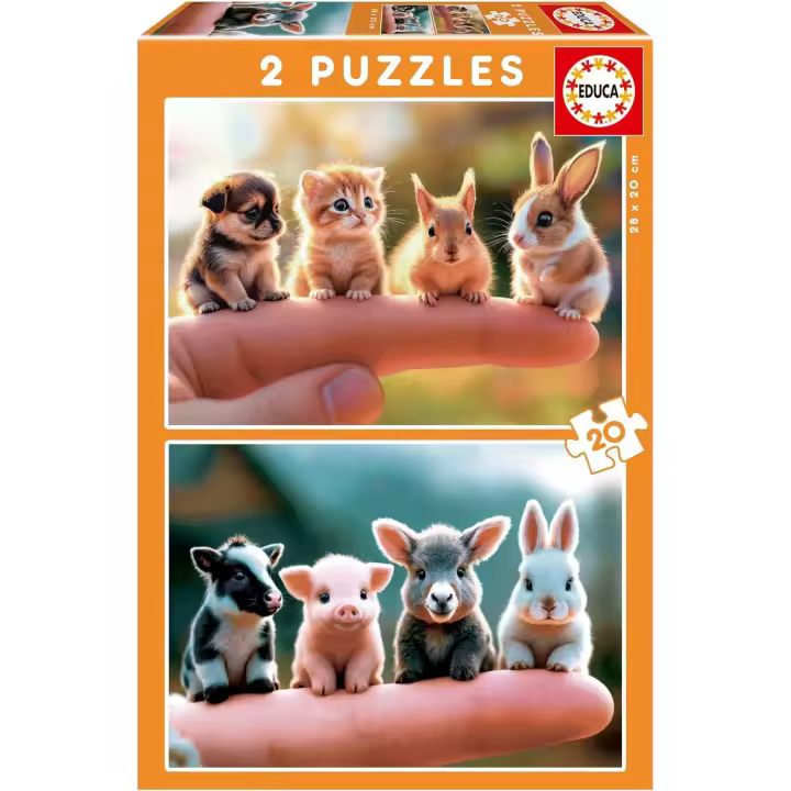 Educa - Set de 2 Puzzles Infantiles con 20 Piezas. Bebés Animales. Medidas: 28 x 20 cm.+ 4 años Educa 20221 - 1