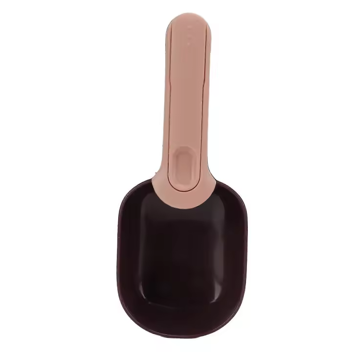 Dog Food Scoop,Multifunction Clip Design Long Handle Pet Food Can Spoon for Cats Dogs Pets(Coffee Pink ) - 1