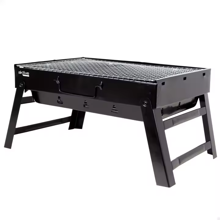 Barbacoa Portátil Aktive a carbón, medidas 50x30x23cm, portátil y plegable con asa de transporte - 1