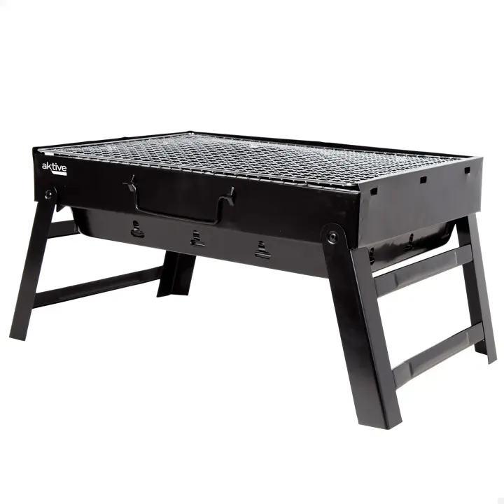Barbacoa Portátil Aktive a carbón, medidas 50x30x23cm, portátil y plegable con asa de transporte - 1