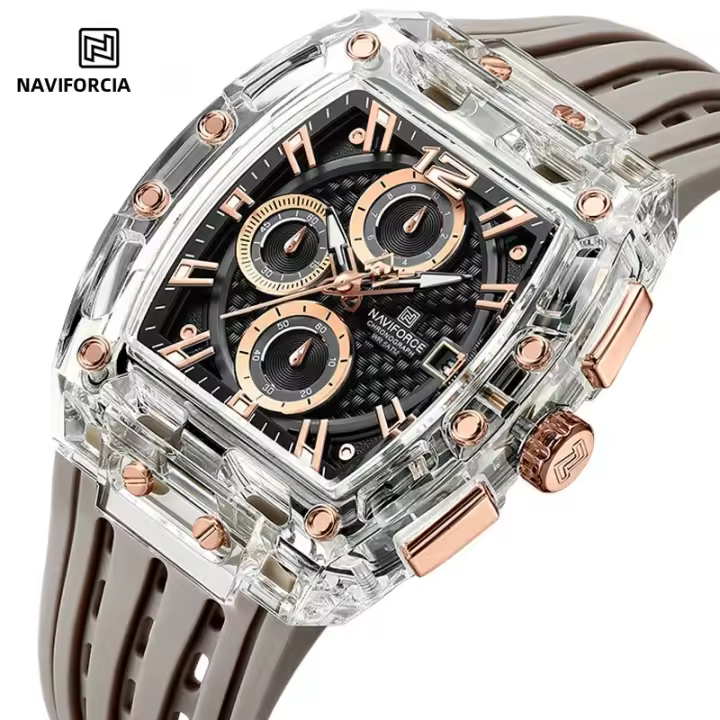 Reloj De Pulsera Deportivo Para Hombre NAVIFORCE Con Cronógrafo Multifunción Resistente Al Agua 5ATM Correa De Silicona Moda Casual - 1