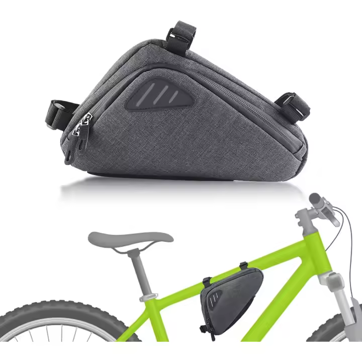 Bolsa para cuadro de bicicleta - Bolsa triangular para bicicleta - Bolsa triangular para bicicleta - Impermeable - Extraíble - Muy resistente - Apta para todo tipo de bicicletas - 26*17 - Gris - 1
