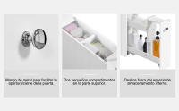 Armario de Baño Armario de Estrecho de Madera con 2 Cajones Armario Lateral Pequeño con Cajones y Rodillos Organizador Estrecho para Baño Cocina Salón 50x17x58 cm - details 3