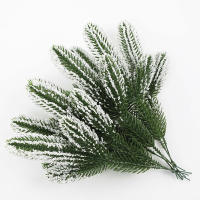 6Pcs/Pack Ramas De Pino Navideñas Artificiales Para Adornos De Casa Y Árbol De Navidad Decoración De Año Nuevo Blanco Y Verde - details 5