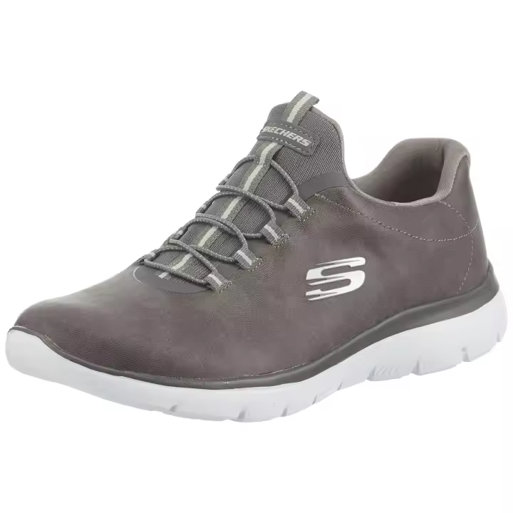 ZAPATILLAS SUMMITS GRIS PIEL SIN CORDONES - 1