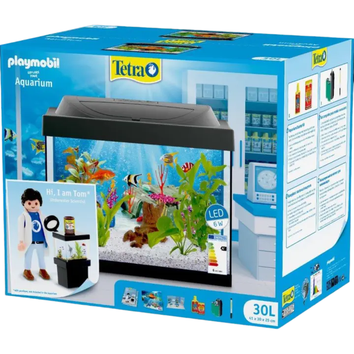 Tetra Kit Acuario Playmobil Led 30L, pecera con figura incluida - 1