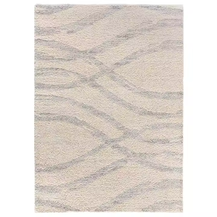 Alfombra interior shaggy de estilo escandinavo en beige y gris - HELIA 8817 | 80x150, 133x190, 160x230 cm - 1