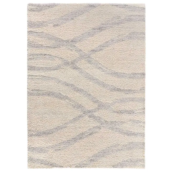 Alfombra interior shaggy de estilo escandinavo en beige y gris - HELIA 8817 | 80x150, 133x190, 160x230 cm - 1