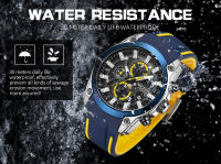 Reloj De Pulsera Deportivo Militar Para Hombre MEGIR Resistente Al Agua Con Correa De Silicona Azul Lujo Marca Top Mano Luminosa - details 5