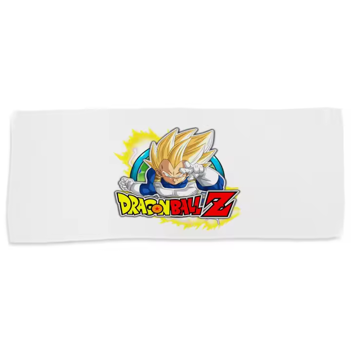 MERCHANDMANIA TOALLA MEDIANA GIMNASIO ABSORBENTE logo personaje vegeta super guerrero z serie peleas suave con bolsita - 1