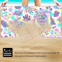 Nueva toalla de playa de microfibra imprimible con diseño de tortuga marina, toalla absorbente para nadar en la playa. - details 6