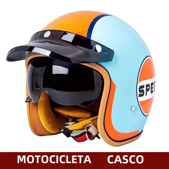 Casco De Motocicleta Retro Semi-abreojos Accesorios Para Motocicleta 3/4 Casco Retro Para Invierno Unisex Material ABS - 1