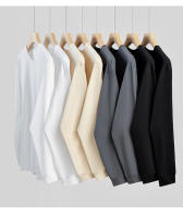 Camiseta De Algodón Grueso 300g Para Hombre Y Mujer Con Mangas Largas Para Primavera Otoño Blanca Suelta Capaz De Camiseta Básica - details 6
