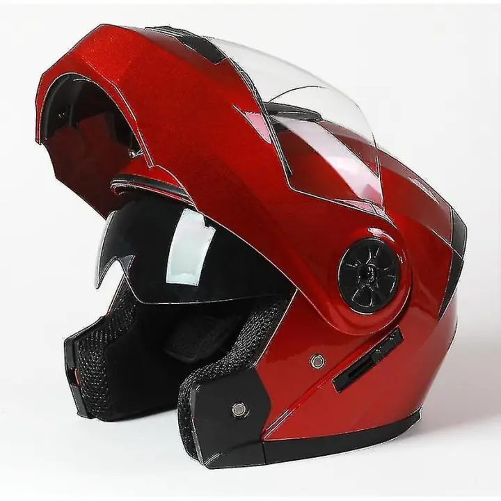 2020 New Arrival Men Motorcycle Professional Racing Flip Up Helmet Abs Material Modular Dual Lens Helmets Dot Certification - 1