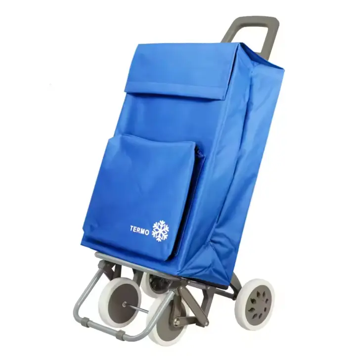 Happy casa Carro Carrito de Compra Plegable Ligero Bolsa Termo 90x30x39cm , Resistente, Plegable, con 4 Ruedas Resistentes, para la Compra de Alimentos, Capacidad de Carga 40 Litros - 1